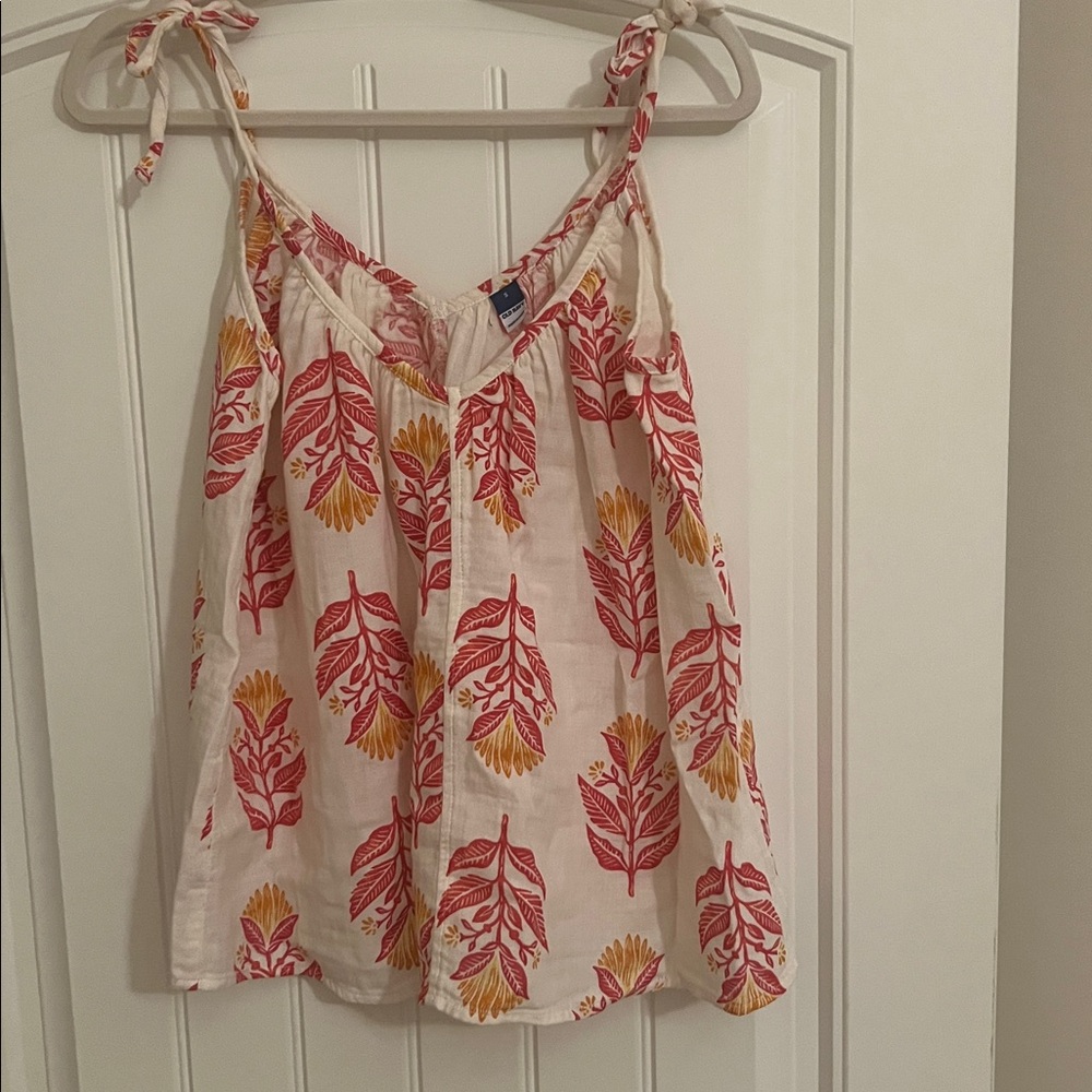 Old Navy Pink Floral Shoulder Strap Tank Top Size Small